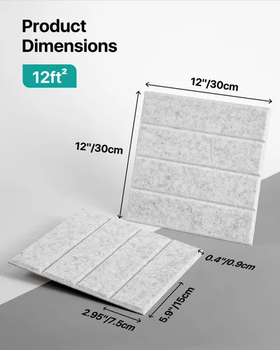 Miniatura 6 de Paquete de 12 paneles de espuma a prueba de sonido para paredes, paneles acústicos autoadhesivos absorbentes de sonido, paneles de pared Gris