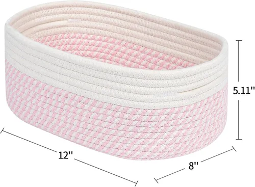 Miniatura 6 de CubesLand Cesta rectangular de organización/almacenamiento, cestas tejidas de cuerda de algodón natural para organizar, cesta pequeña para niños