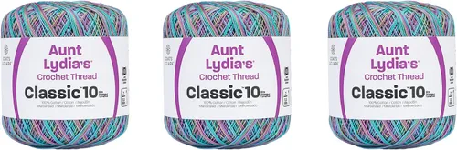 Miniatura 7 de Aunt Lydia Classic Crochet - Paquete de 3 unidades de 350y/1,049.9 ft - Blanco Antiguo