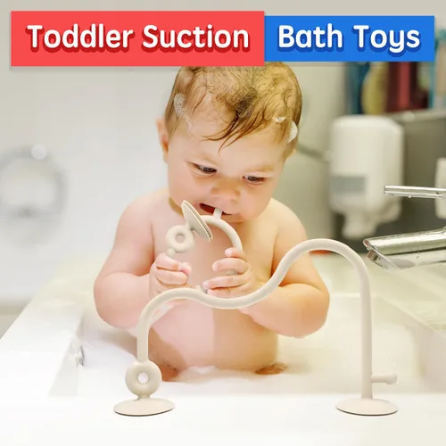 Miniatura 7 de Juguetes sensoriales de succión para silla alta para bebés de 12 a 18 meses, cuerda de silicona de grado alimenticio con lazo de roble, juguete Beige