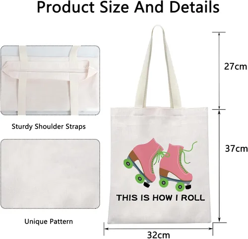 Miniatura 2 de POFULL Bolsa de maquillaje para amantes del patinaje sobre ruedas, así es como me rollo bolsa de cosméticos Bolsa de asas para patinadora