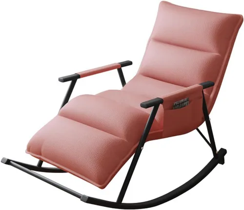 Miniatura 10 de YCKEGEW Sofá de ocio mecedora mecedora con respaldo alto, sillas reclinables de cuero, sillón de mediados de siglo para sala de estar, bolsillo