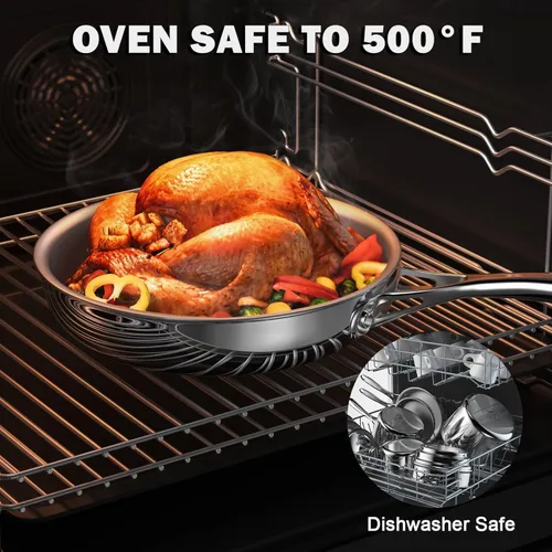 Miniatura 6 de Cooks Standard Sartén de Freír de Acero Inoxidable, Wok Sartén para Saltear Multi-Capa de 10 Pulgadas, Sartén de Cocina, Plateado