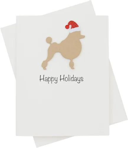 Miniatura 30 de Black Doodle Bernedoodle - Tarjetas de Navidad (10 unidades), hechas a mano, base blanca, perro con sombrero de Papá Noel Negro