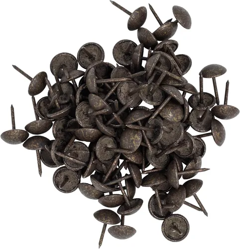Tachuelas de tapicería de alta calidad, ribete decorativo de cabeza de clavo para muebles, 7/16 pulgadas de diámetro (100 unidades, latón antiguo