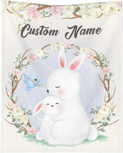 Miniatura 11 de Manta personalizada de elefante para bebés, manta de franela rosa personalizada con nombre para niñas y niños, mantas suaves para sofá y cama