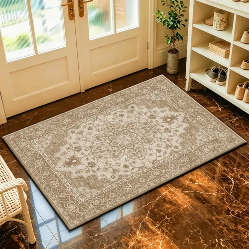 Miniatura 102 de Ukeler - Alfombra rústica con diseño floral para sala, dormitorio, comedor, Country rústico, Azul (luxury blue)