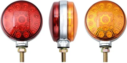 Miniatura 6 de CORP - 1 par de luces redondas de 4 pulgadas con 42 LED de doble cara, color ámbar rojo, montaje en un solo perno de guardabarros, luces de señal
