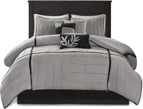 Miniatura 8 de Madison Park Acogedor juego de edredón casual con diseño de bloques para todas las estaciones, falda de cama a juego, almohadas decorativas, King