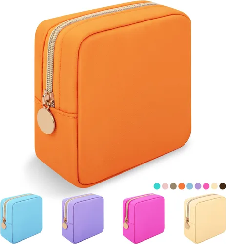 Miniatura 45 de Iqimott Bolsa Grande de Maquillaje de Nylon para Viaje, Bolsa de Cosméticos Preppy Grande Organizadora de Maquillaje de Nylon Bolsa de Artículos