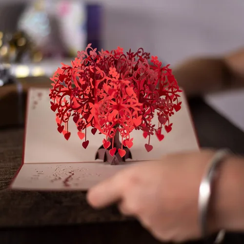Miniatura 4 de DEVINE Cards - Tarjeta de árbol de amor desplegable Tarjeta de feliz día de San Valentín para esposa y esposo Tarjeta del día de la madre