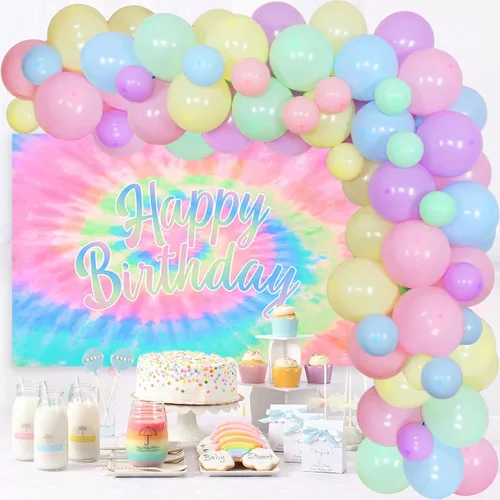 Miniatura 7 de Decoraciones de cumpleaños número 10 para niñas, juego de guirnalda de globos de macarrón con un solo dígito con texto en inglés "I'm 10" Backdrop