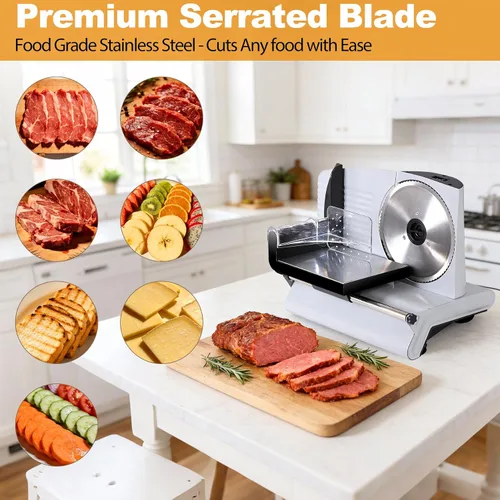 Miniatura 7 de SUPER DEAL Cortador Eléctrico Premium de Carne para Alimentos - Hoja de Acero Inoxidable de 7.5 Pulgadas para Cocina Hogar, Deli, Carne, Alimentos