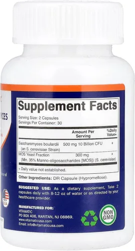 Miniatura 2 de Vitamatic Saccharomyces Boulardii Probiotic 10B por porción + extracto de levadura (fracción de levadura MOS) 300 mg - 60 cápsulas DR - Fabricado
