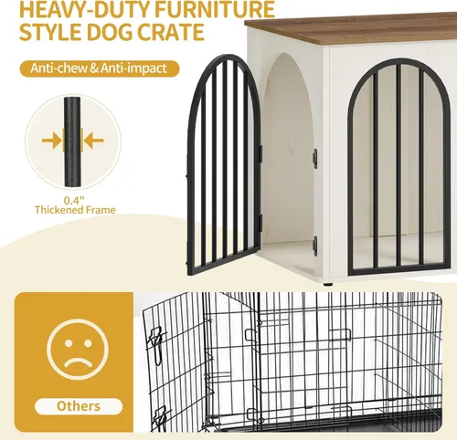 Miniatura 6 de Hzuaneri - Muebles de madera para perros de 26.8 pulgadas, jaula de interior para perros pequeños, jaulas resistentes decorativas para mascotas