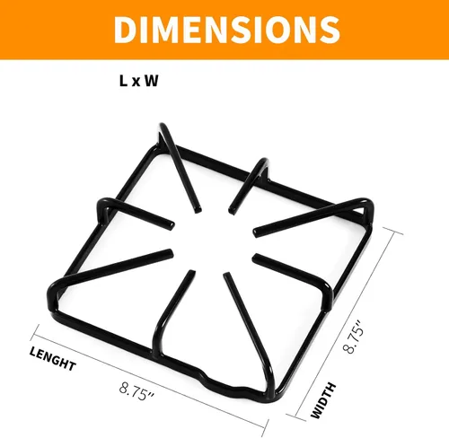 Miniatura 2 de Piezas de repuesto de rejilla WB31K10016 WB31K10015 mejoradas para piezas de estufa GE, 8.75 x 8.75 pulgadas, rejilla de quemador de hierro fundido