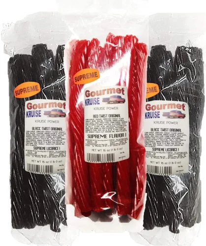 Black Regaliz Original Twist Bolsas de 2-1 lb (1) Regaliz Red Twist Original 1lb (Peso NETO 48 OZ) Gourmet Kruise Signature Gifts