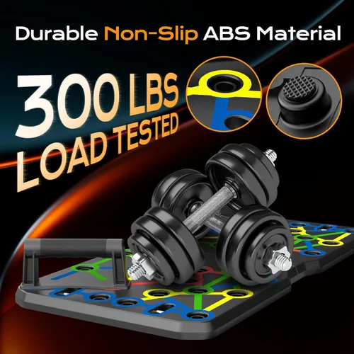Miniatura 8 de AERLANG Tabla de flexiones extra grande de 26.2 x 13.8 pulgadas, juego de entrenamiento portátil 30 en 1 para flexiones, soportes de flexión Multi
