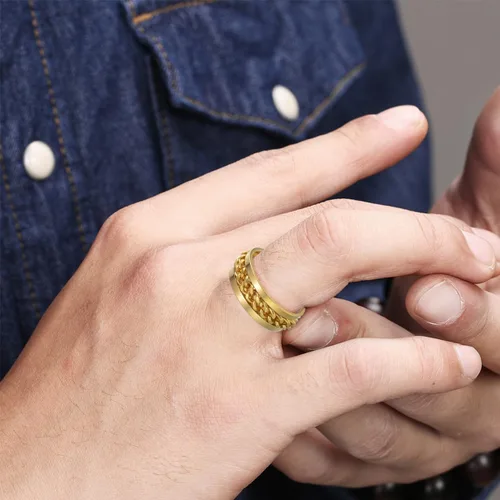 Miniatura 159 de Anillos giratorios para la ansiedad para hombre, anillos clásicos de cadena para mujeres y adultos, anillo de acero de titanio