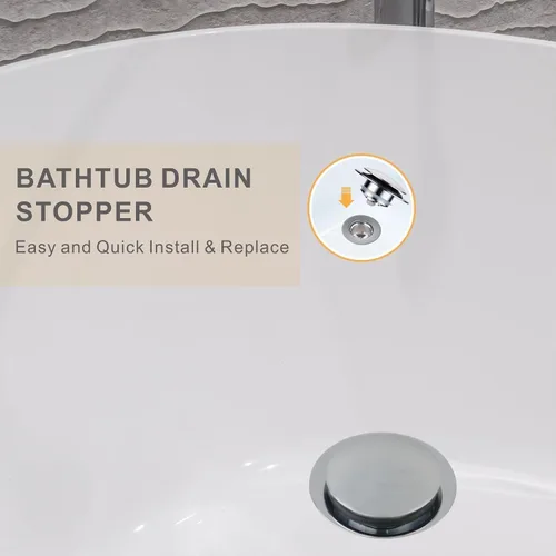 Miniatura 3 de Wellup Tapón de drenaje universal desplegable para bañera de repuesto con punta cromada, elevación y giro para bañera, tapón de baño chapado
