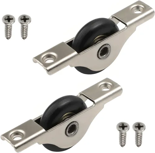 Miniatura 6 de 2 poleas de ventana de puerta corredera de 0.906 in/0.91 pulgadas de diámetro de rueda de nailon galvanoplastia de una sola rueda de acero