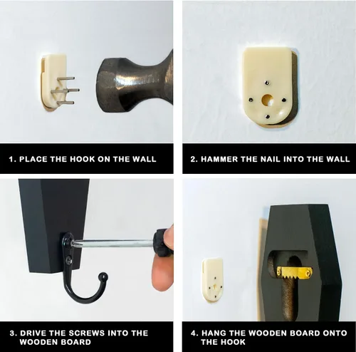 Miniatura 3 de 4 Piezas de Gancho de Pared en Forma de Ataúd para Llaves - Decoración Gótica Espeluznante para el Hogar en la Pared - Perchero Rústico Negro