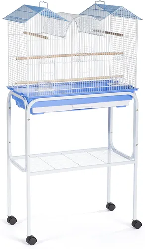 Miniatura 5 de Prevue Pet Products Soporte para jaula de pájaros con estante - Soporte de jaula de metal mediano con ruedas rodantes, altura media para accesorios