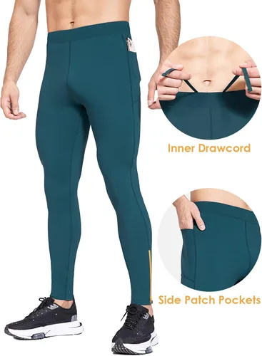 Miniatura 4 de BALEAF Mallas de correr de vellón para hombre pantalones térmicos resistentes al agua leggings con cremallera en las piernas bolsillos para ciclismo