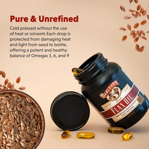 Miniatura 4 de Barlean's Suplementos de Aceite de Linaza Omega 3 6 9, Cápsulas blandas de semilla de lino prensadas en frío con 1650 mg de ácidos grasos ALA, 250