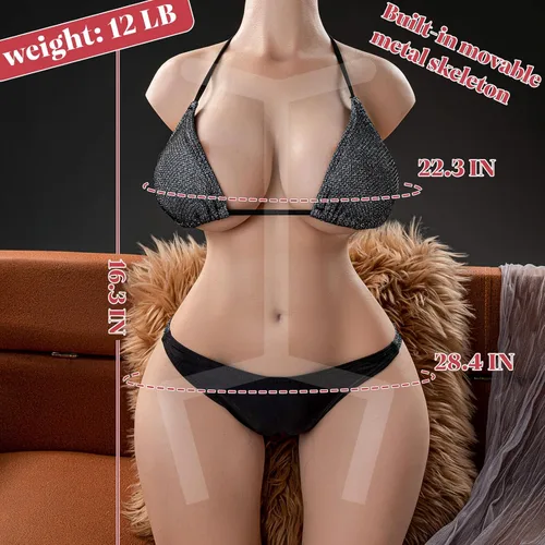 Miniatura 2 de Torso de muñeca sexual de tamaño real de 21 libras, muñecas sexuales realistas de silicona completa para hombres con pechos grandes suaves