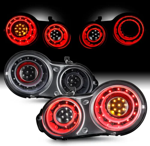 Miniatura 8 de AKKON - Para 2009-2017 Nissan GTR GT-R R35 Skyline Juego de luces traseras LED de ambos lados - Lente roja transparente Carcasa roja.