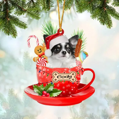 Miniatura 74 de NAZENTI Adorno personalizado de Alaskan Malamute en taza roja, adorno de Navidad personalizado para perros amantes de las mascotas, colgante