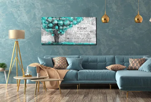 Miniatura 8 de Decoración de Pared Verde Azulado para Oficina - Citas Inspiradoras Arte de Pared de Árbol - Arte de Pared en Lienzo Grande Decoración Verde Azulado