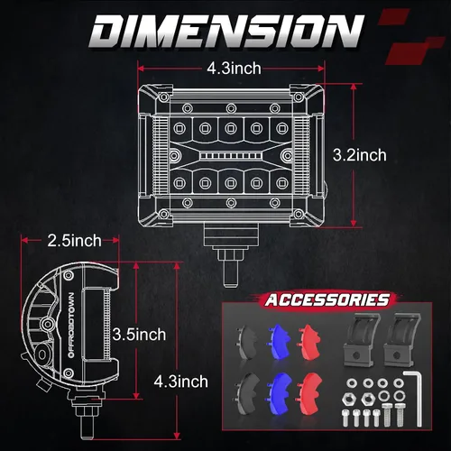 Miniatura 2 de Offroadtown 2 piezas de 4 pulgadas de cápsulas LED de tira de luz lateral, combo de foco/inundación, cápsulas LED de niebla, luz de trabajo