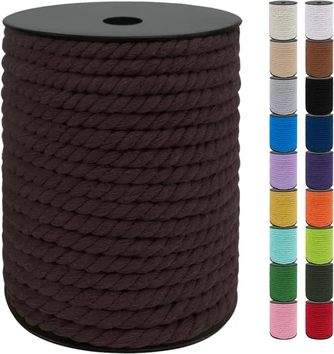 Miniatura 8 de JeogYong Cordón de macramé de 8mm, cuerda de lana de macramé de algodón natural de 131 pies, cordón de algodón trenzado de 3 hebras, hilo de macramé