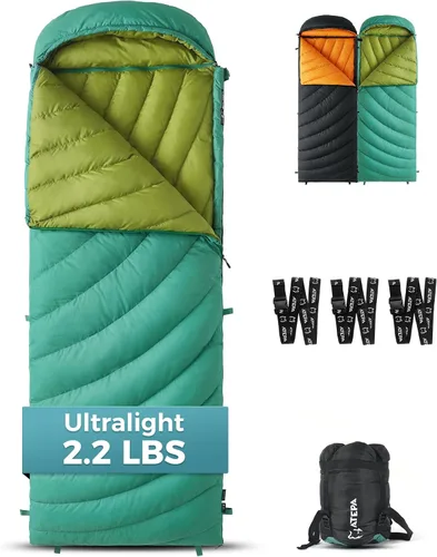 Miniatura 12 de ATEPA 3-in-1 Hybrid Down Sleeping Bag, Lightweight 3 Season Backpacking Sleeping Bag with Pad Attachment System & Compression Sack for Spring Summer