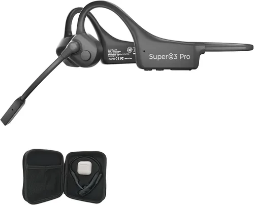 Auriculares de conducción ósea de oído abierto con micrófono, auriculares Bluetooth impermeables de conducción ósea, juego de auriculares Set negro