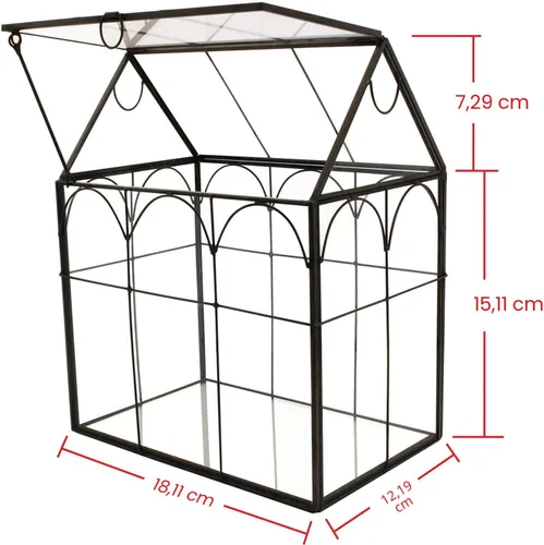 Miniatura 2 de ELEGANTLIFE Terrario geométrico de cristal para plantas suculentas, maceta de aire para decoración del hogar, jardín, oficina (casa negra)