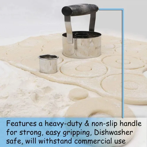 Miniatura 4 de HULISEN Cortador de rosquillas, cortador de donas de acero inoxidable de 3.5 pulgadas con mango de agarre suave y cortador de galletas pequeño