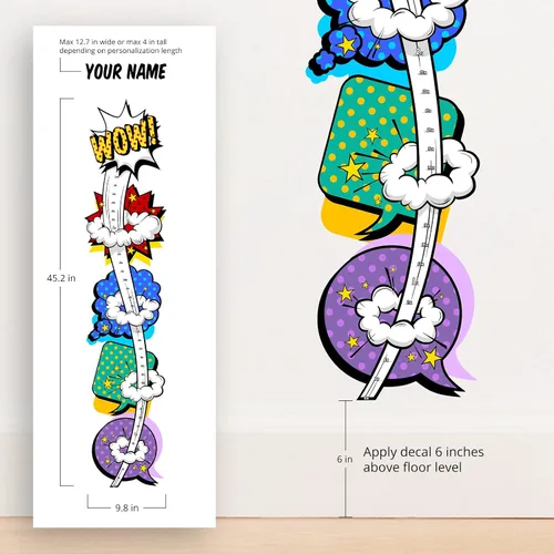 Miniatura 3 de Oliver's Labels Tabla de crecimiento para niños - Bonita calcomanía de pared personalizada - Regla para tamaño infantil - Calcomanía de medición