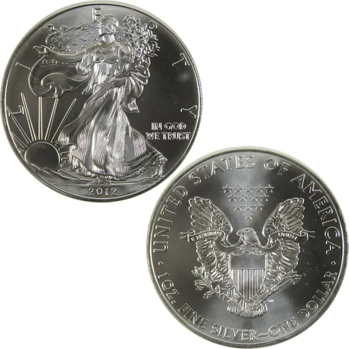 Miniatura 3 de Moneda de lingote sin circular Águila de Plata Americana de 2012 de 1 dólar