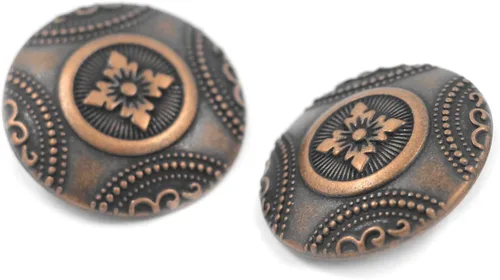 Miniatura 3 de Bezelry 12 botones de vástago de metal con patrón de roseta. 0.906 in (7/8 pulgadas) (cobre antiguo)