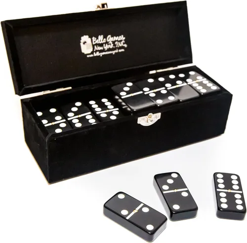 Miniatura 2 de New York's Garment District Double Six - Juego de dominó para torneo de tamaño jumbo profesional con spinners en una caja de terciopelo negro