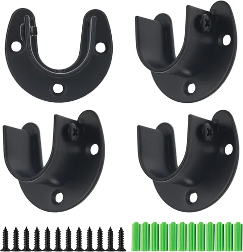 Miniatura 12 de 2 piezas de enchufe de varilla de acero inoxidable resistente, soporte para armario, soporte de barra de brida, soportes de extremo de barra