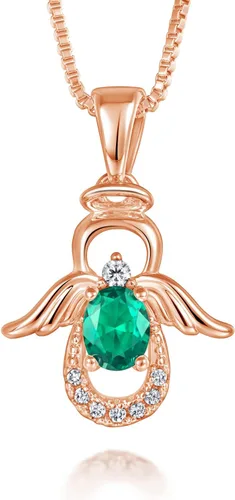 SKA Women Angel Pendant Necklace with Birthstone Zirconia,Women Jewelry Anniversary Birthday Gift for Wife Mom Girls Couple, Daily Wear Necklaces