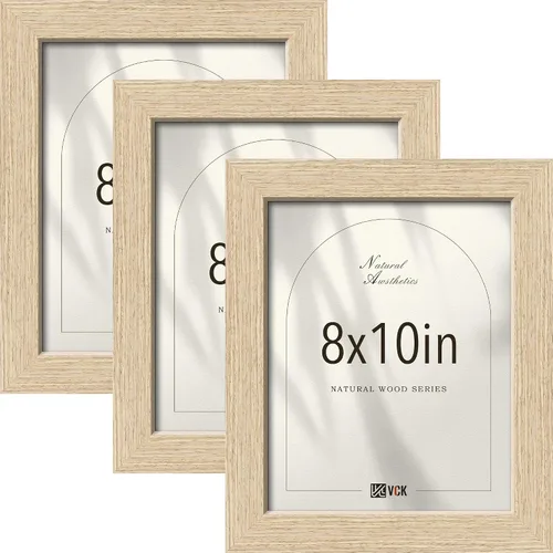 Miniatura 45 de VCK Juego de 3 portarretratos de madera negra de 8 x 10 pulgadas con exclusiva veta de madera, marco para el hogar, estudio y galería, mesa o colgar