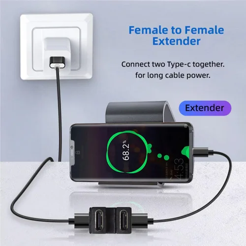 Miniatura 2 de chenyang CY USB4 Tipo C hembra a hembra de alimentación de datos de vídeo adaptador de extensión 40Gbps para NS Switch & Teléfono y Laptop