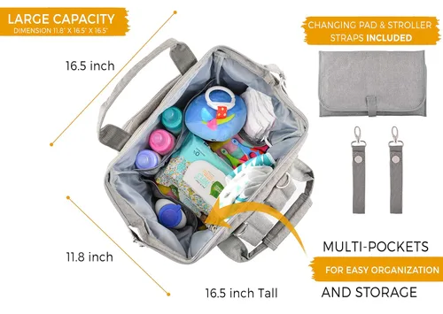Miniatura 5 de LoveLi-Bi Mochila para pañales bolsas de pañales grandes para bebés, niñas, niños, gemelos, mamá, papá, con cambiador, impermeable, mochilas, cosas