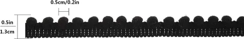 Miniatura 3 de Mini pompón con flecos de bola, lazo para coser, flecos, accesorio de encaje para manualidades, decoración del hogar (negro, 10 yardas)