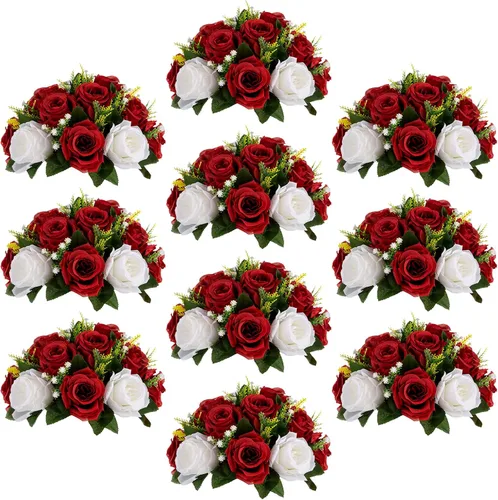 Miniatura 40 de Sziqiqi - 2 flores artificiales, flores de seda, 15 tallos para centros de mesa de flores o arreglos colgantes. Blanco puro